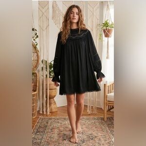 Zara Elegant Black Long Sleeve Dress